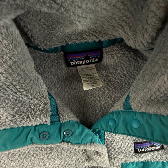 Patagonia Fleece Jacket Women Gray Blue Medium 1/4 Snap Soft Fuzzy Pullover - Picture 12 of 15